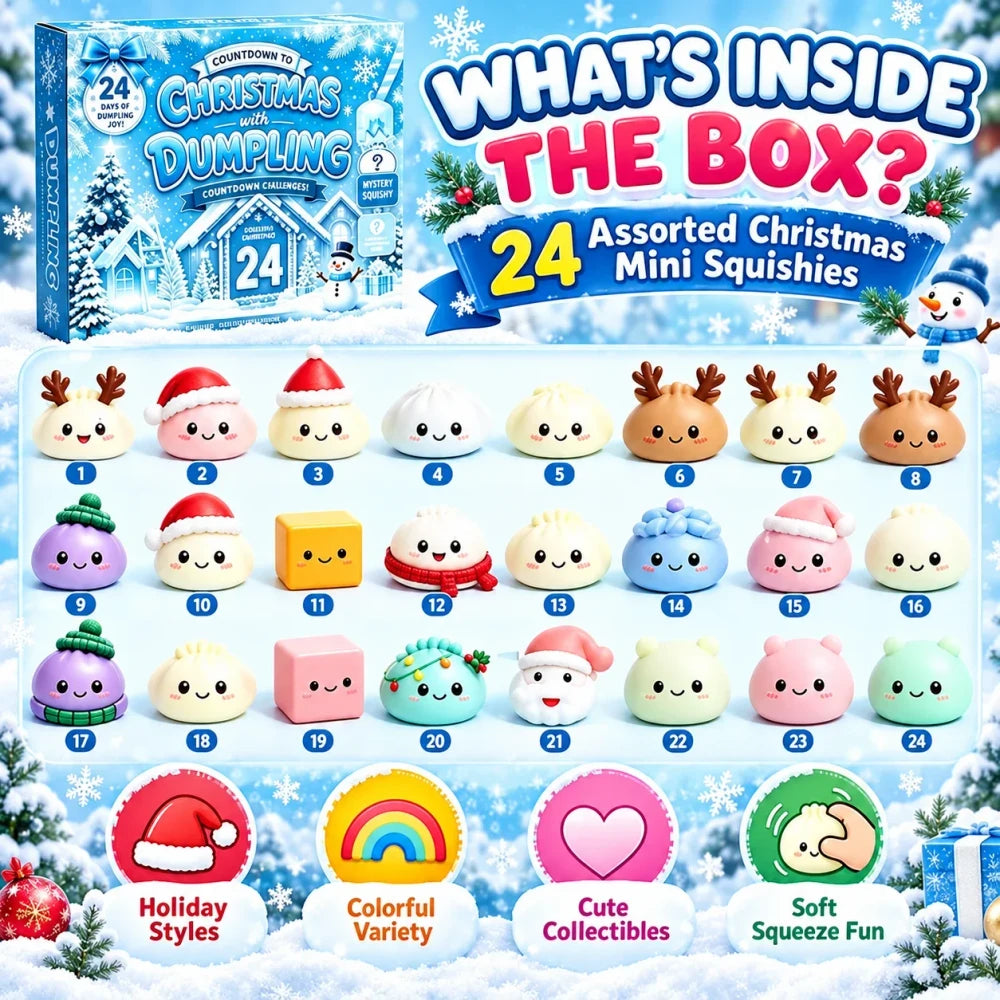 💙 Christmas Dumpling Squishy Advent Calendar 🎄 | Blue Winter Box 🎁✨