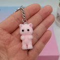 Kawaii Fuzzy Kitty Cat Keychain – Cute Heart & Bow Kitten Bag Charm