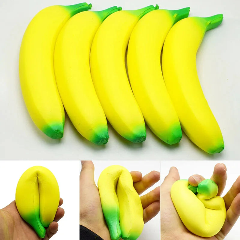 Jumbo Squishy Banana Toy – Slow Rising Foam Squeeze Fidget Toy | Cute Desk Toy & Gift