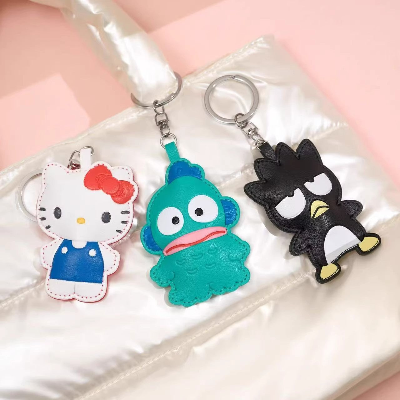 Sanrio Leather Keyring – Kawaii Hello Kitty & My Melody Pinch Pendant