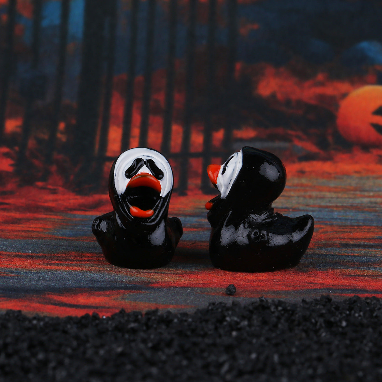 12Pcs/set Mini Resin Halloween Ducks and Ghost Miniatures Figurines Bulk for Garden Fairy Micro Landscape Home DIY Decoration
