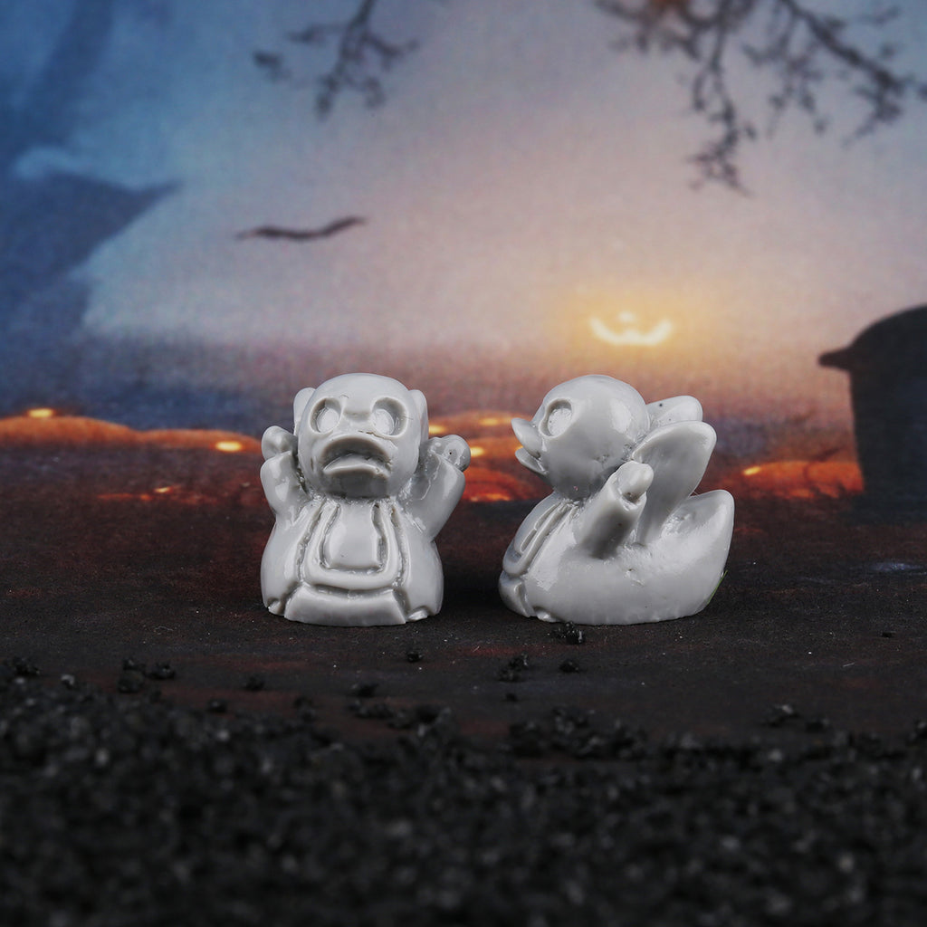 12Pcs/set Mini Resin Halloween Ducks and Ghost Miniatures Figurines Bulk for Garden Fairy Micro Landscape Home DIY Decoration