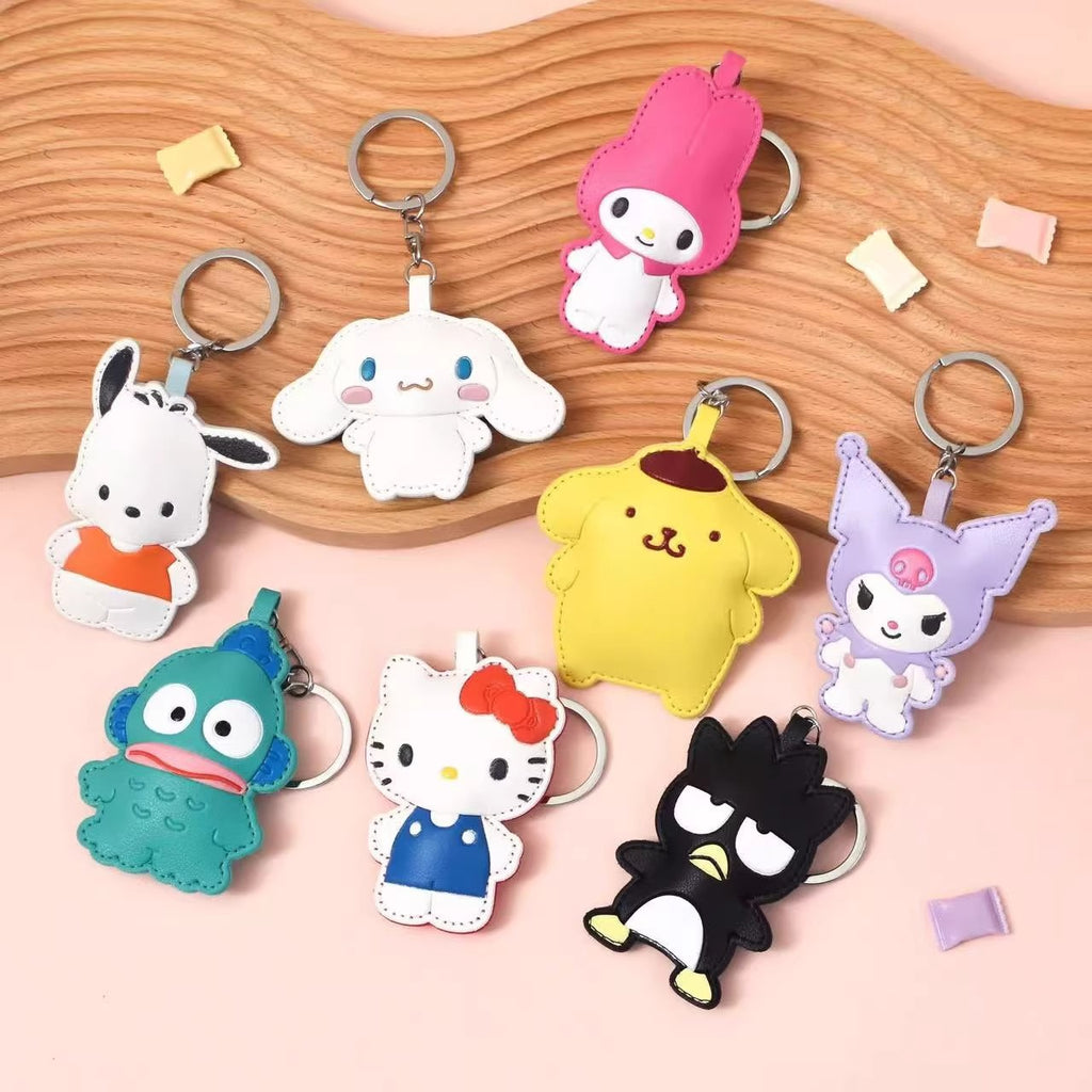 Sanrio Leather Keyring – Kawaii Hello Kitty & My Melody Pinch Pendant