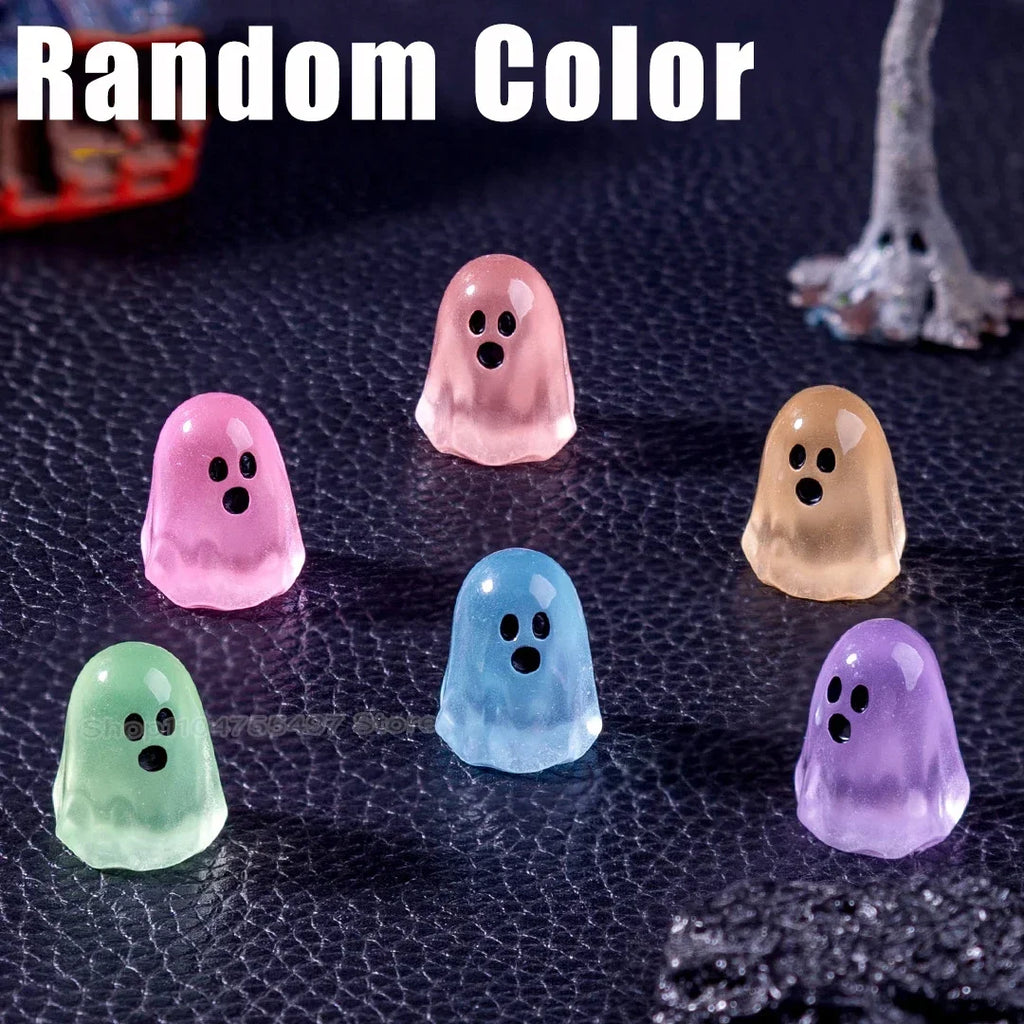 Mini Resin Ghost Tree Elves Small Figurines Glow in The Dark Halloween Luminous Kids Festival Party Decor Glowing Miniature Toy