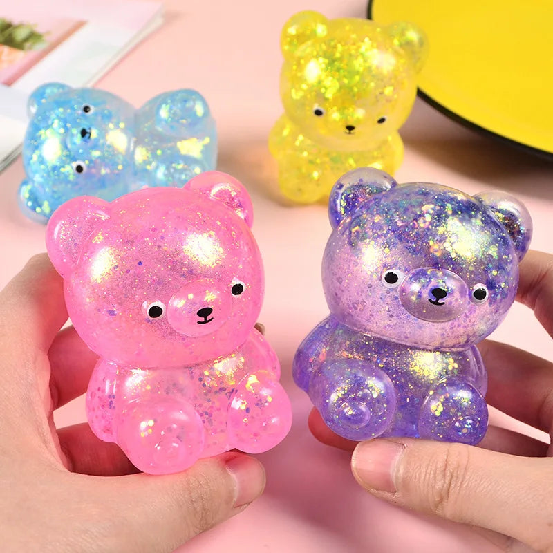 Fidget Bear Toy Squishys Glitter Gummy Bear Small Cute Animal Anti Stress Fidget Splat Decompressions Vent Squeeze Toys
