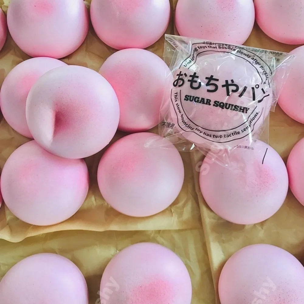 Squishy Simulated Pink Buns Squeeze Toy - Soft Slow Rising Kawaii Food Fidget Toy, Fun Gift for Kids & Adults