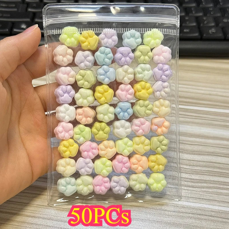 50/100pcs Mini Cat's Paw Squishy Toy Silicone Cute Soft Colorful Cat Paw Mochi Stress Relief Squishy Fidget Toy