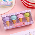 4pcs Yummy Icecream Erasers Set Mini Lollipop Dessert Popsicle Donuts Rubber Pencil Eraser for Kids Gift School Student Award