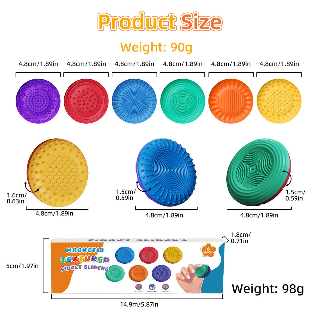 Magnetic Fidget Toys for Adults & Kids -Textured Sensory Toys for Autism Children Anxiety Relief - Quiet Stress Fidgets Sliders