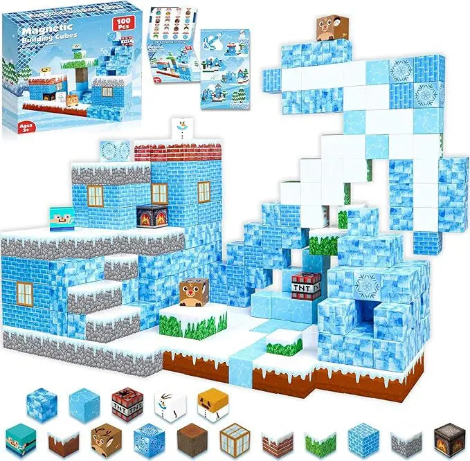 Magnetic Building Blocks Mine World Magnet Cube for Stacking Construction Set Educate Sensory Toys Kids Boys Girls Ages 3+ DIY