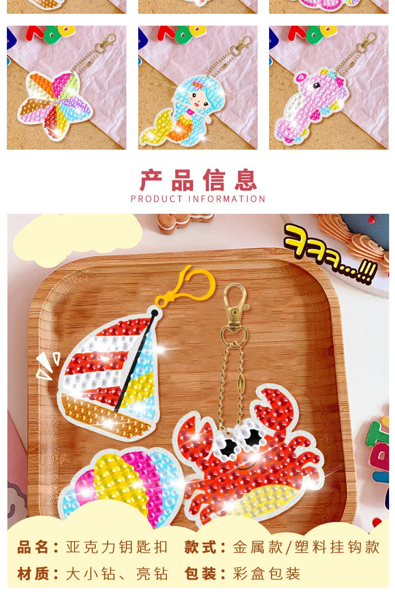 Sanrio Diamond Painting Keychain Kit – 15-Piece DIY Rhinestone Art Set for Kids