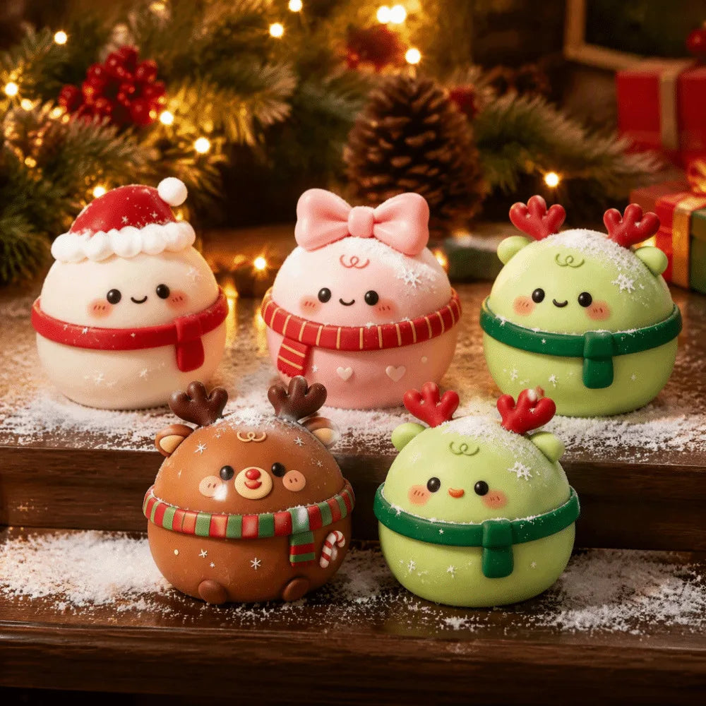 🎄 Christmas Mochi Squishy Friend 🥟 | Cute Scarf & Holiday Details 🎀✨