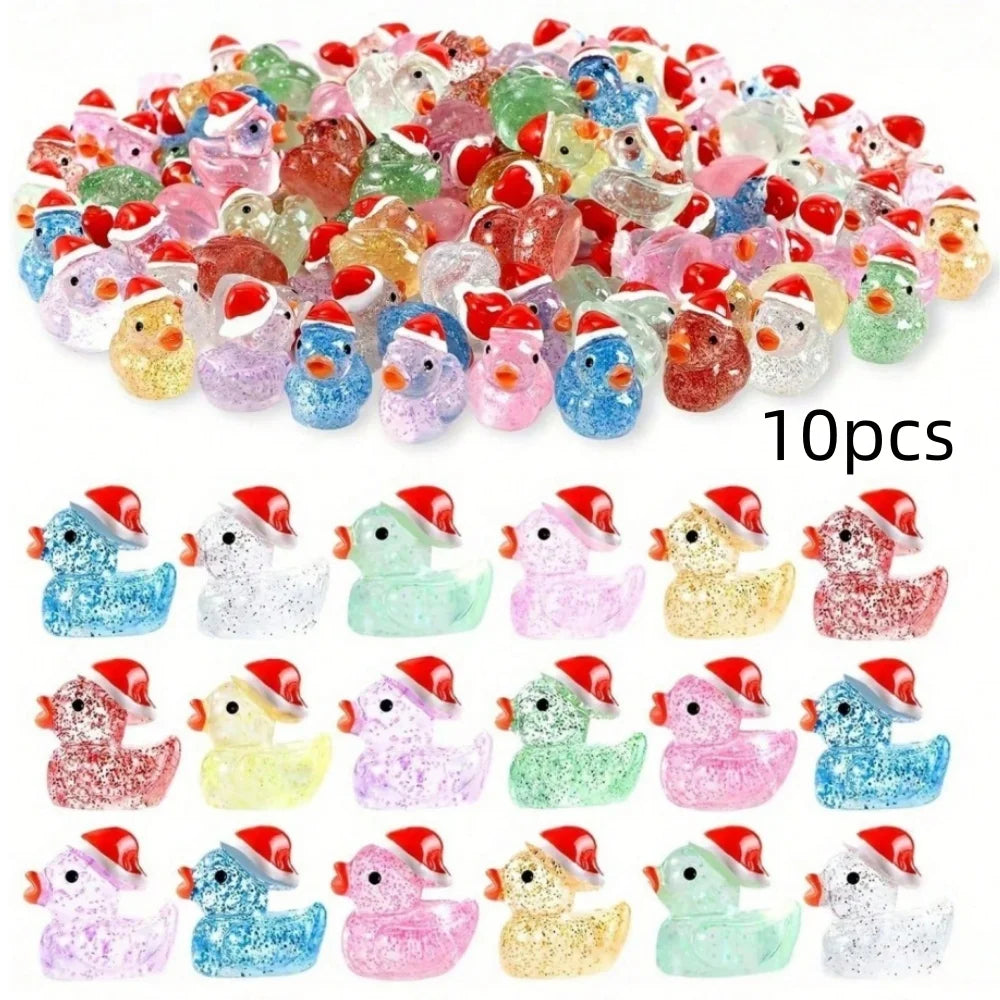 Mini Christmas Glitter Duck Figurines, 50 Pieces 🦆🎅✨