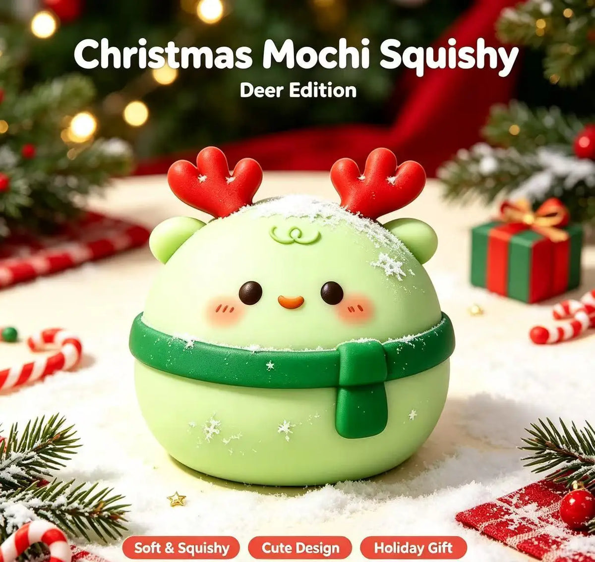 🎄 Christmas Mochi Squishy Friend 🥟 | Cute Scarf & Holiday Details 🎀✨