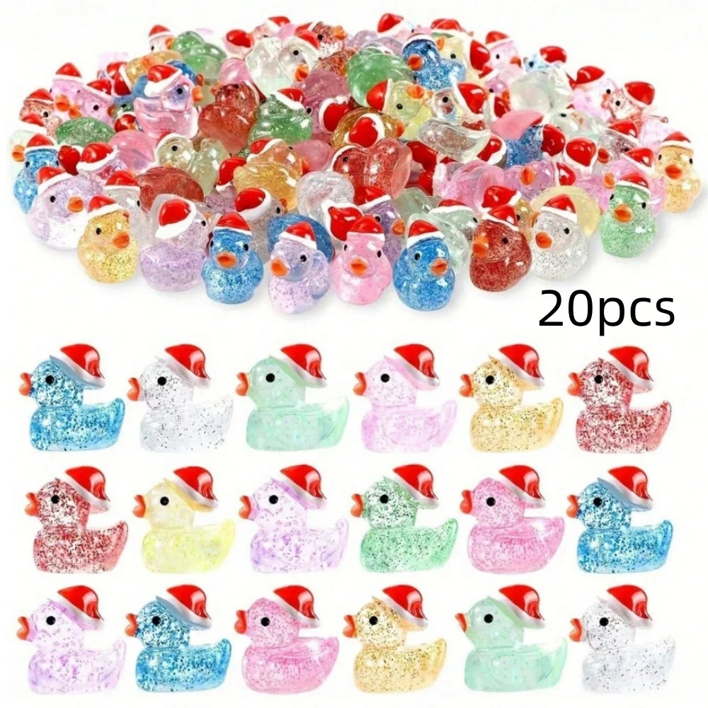 Mini Christmas Glitter Duck Figurines, 50 Pieces 🦆🎅✨