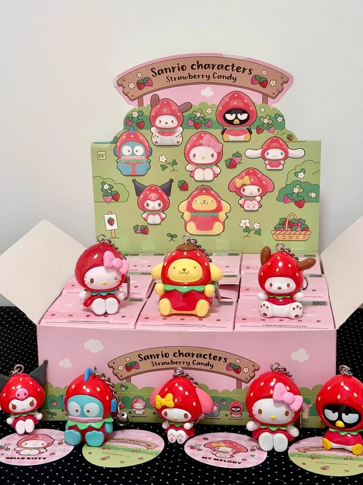 Sanrio Strawberry Sugar Mini Blind Box – Kawaii PVC Figurine Keychain & Bag Pendant