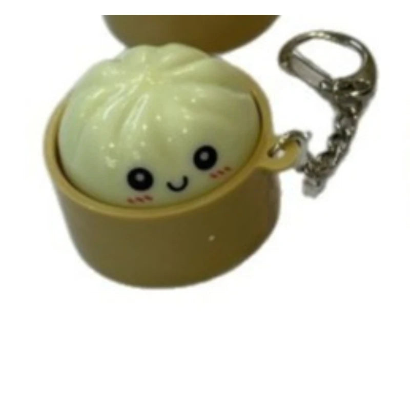 Kawaii Dumpling Light-Up Keychain - Squishy Bao Night Light Silicone Backpack Charm for Teens & Gift Decor