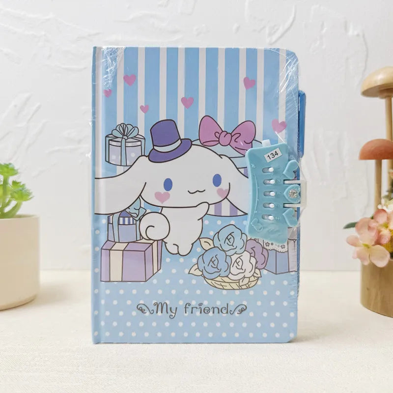 Sanrio Password Lock Diary Notebook - Kawaii Kuromi My Melody Cinnamoroll Cute Notepad for Kids & Students