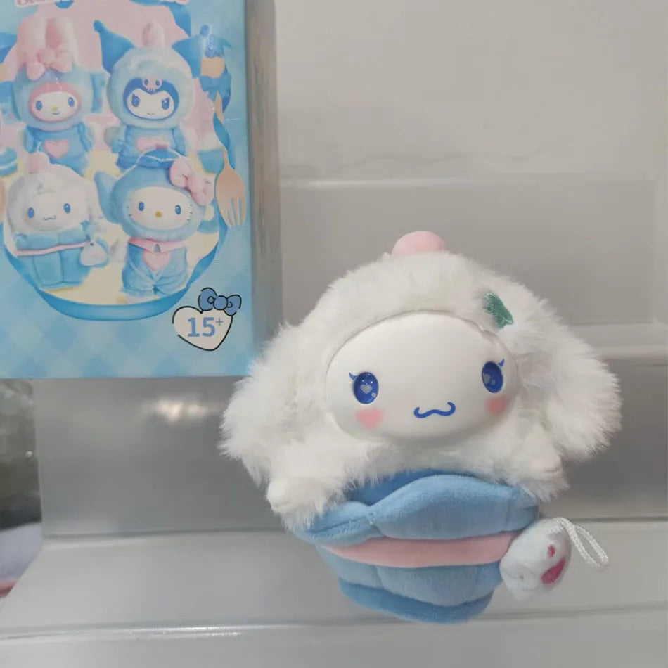 Sanrio Family Fox Island & Blue Flutter Series Vinyl Plush Blind Box Cute Cartoon Hello Kitty Kuromi Pendants Girl Bag Toy Gifts