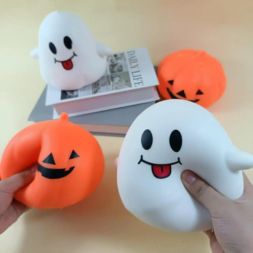 Halloween Ghost & Pumpkin Squishy Toy Set, Slow Rising Stress Relief Fidget Decompression Sensory Toy
