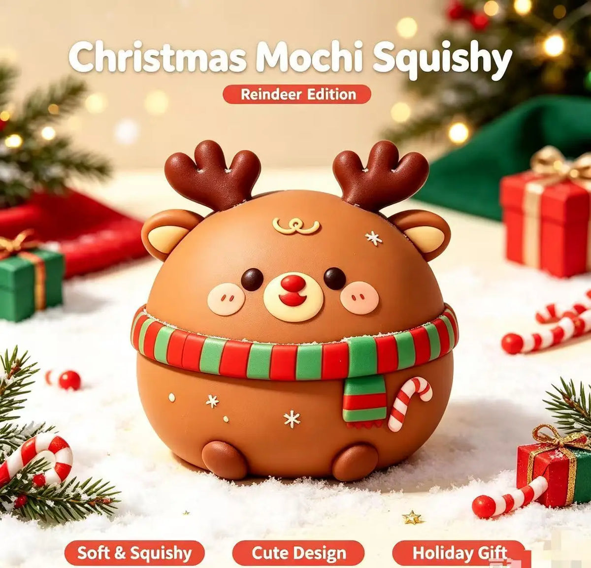 🎄 Christmas Mochi Squishy Friend 🥟 | Cute Scarf & Holiday Details 🎀✨