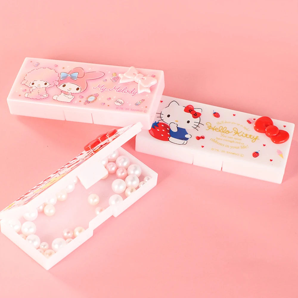 Sanrio Hello Kitty My Melody Y2K Desktop Storage Box - Kawaii Cartoon Hairpin Organizer - Girls Gift