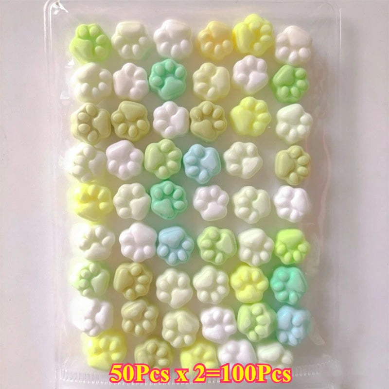 50/100pcs Mini Cat's Paw Squishy Toy Silicone Cute Soft Colorful Cat Paw Mochi Stress Relief Squishy Fidget Toy