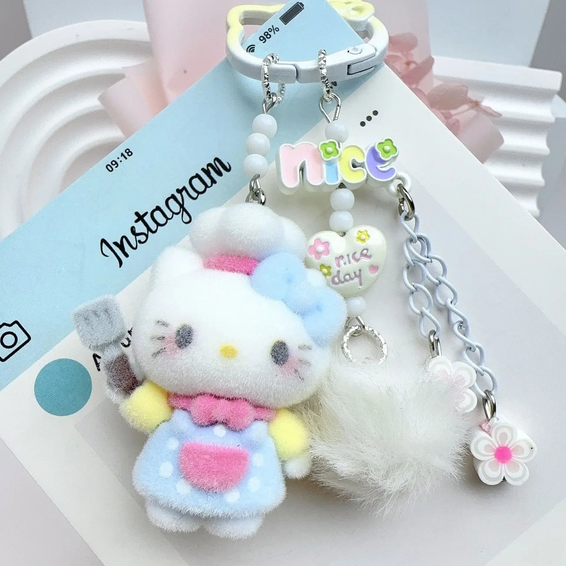 Hello Kitty Miu Series Plush Phone Charm – Kawaii Bag Pendant & Keychain Accessory | DIY Fashion Gift