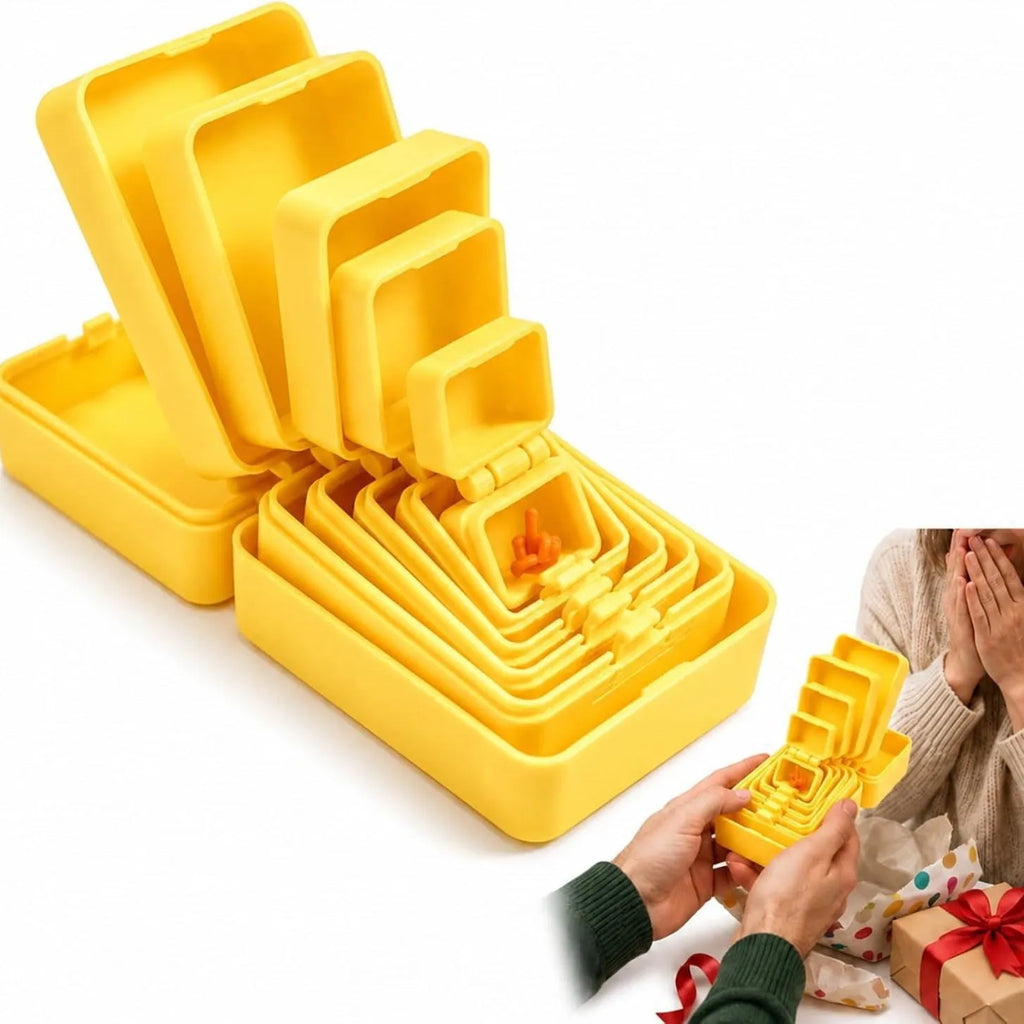 3D Printed Multi-Layer Nesting Surprise Gift Box,Halloween Gift Box with Mini Middle Finger,Prank Gift Box with 6 Layer Party