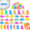 Mochi Squishy Fidget Toys with Water Beads - Dinosaur & Sea Animal Squeeze Balls for Kids - Party Favors & Stress Relief (1pc or 24pc)