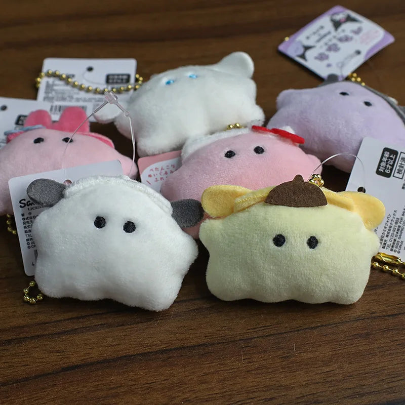 Sanrio Halloween Ghost Mini Plush Keychain - Kawaii Hello Kitty Kuromi Cinnamoroll My Melody PomPomPurin Bag Charm