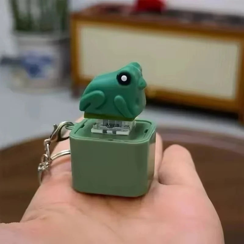 Fidget Keyboard Clicker Keychain - Duck, Frog & Lizard Sensory Clicker Toy with Sound & LED Light