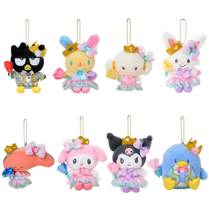 Sanrio Blossom Crown Plush Keychain – Usahana, Kirimichan, My Melody & Kuromi Fluffy Pendant