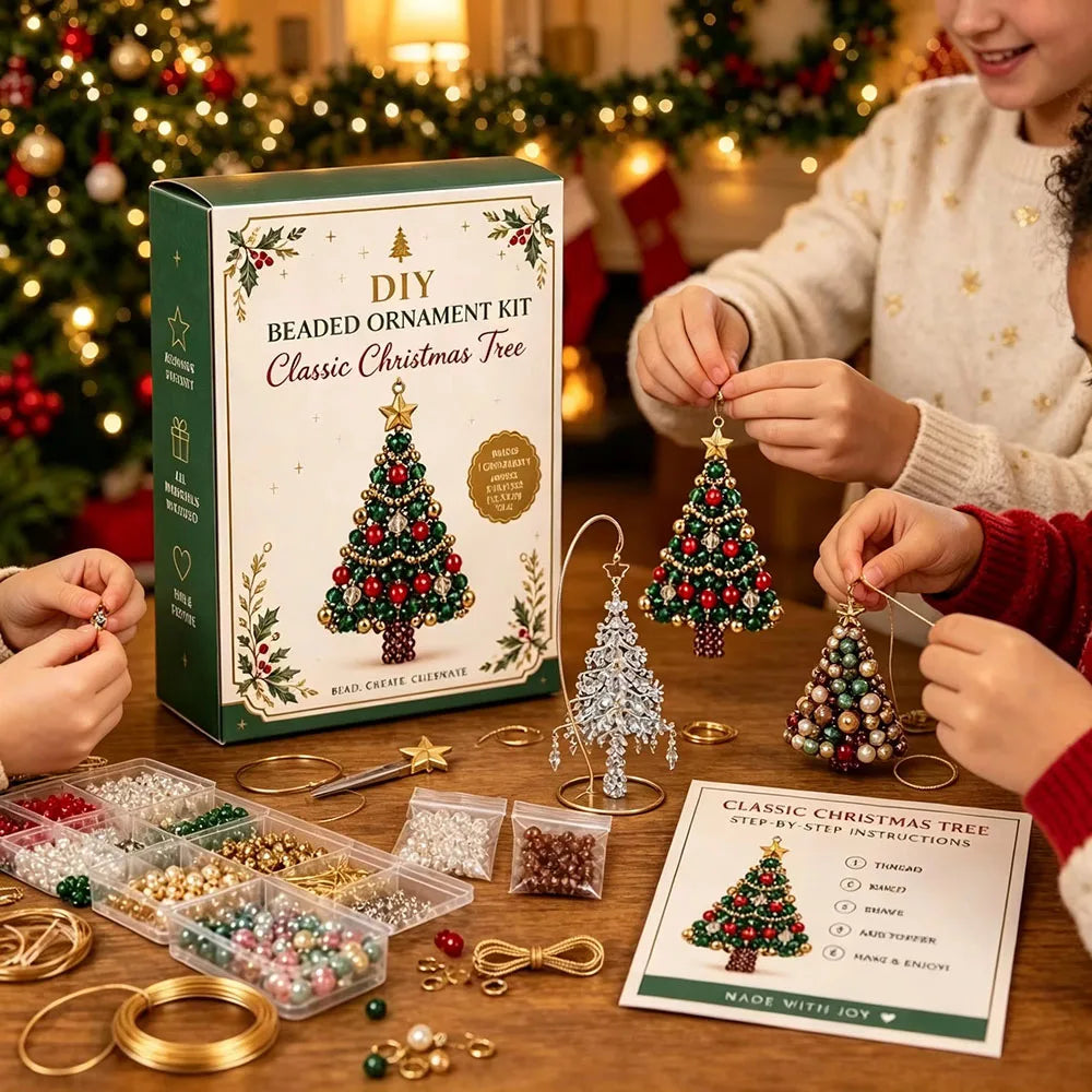 🎄 DIY Beaded Christmas Tree Ornament Kit 🎀 | Handmade Holiday Sparkle ✨
