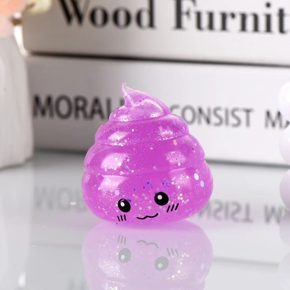 Novelty Squishy Poo Stress Ball Squishies Toys Glitter Funny Stretch Squeeze Fidget Toys for Kids Adults Fool's Day Prank Gift