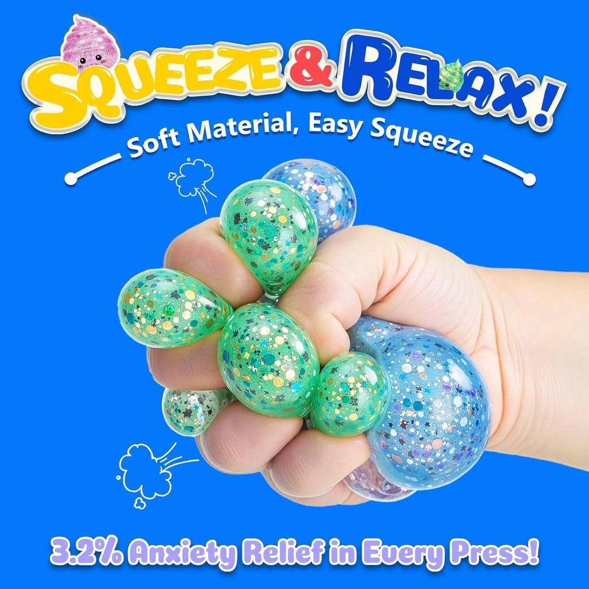 Glitter Poo Squishy Fidget Toy – Funny Stretchy Squeeze Toy for Kids & Adults – Prank & Novelty Gift