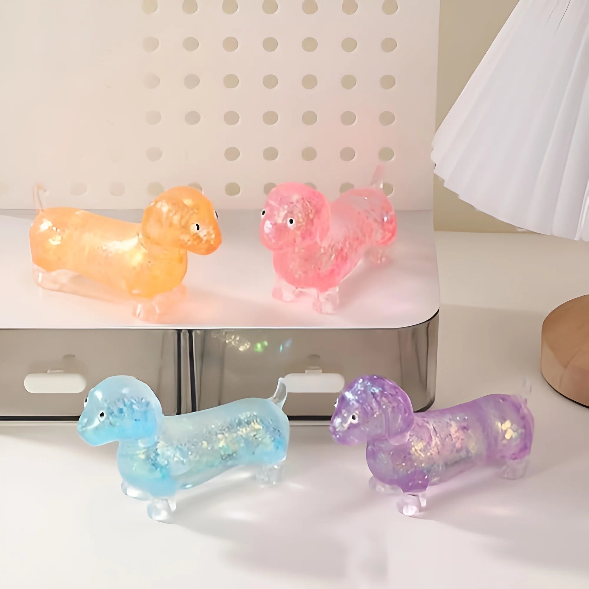 Sparkling Powder Sausage Dog Squishy - Soft Maltose Texture Slow Rising Fidget Toy, Cute Puppy Squeeze Toy