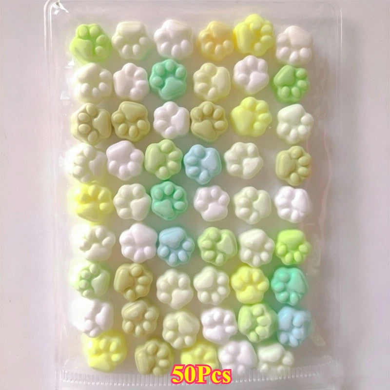 50/100pcs Mini Cat's Paw Squishy Toy Silicone Cute Soft Colorful Cat Paw Mochi Stress Relief Squishy Fidget Toy
