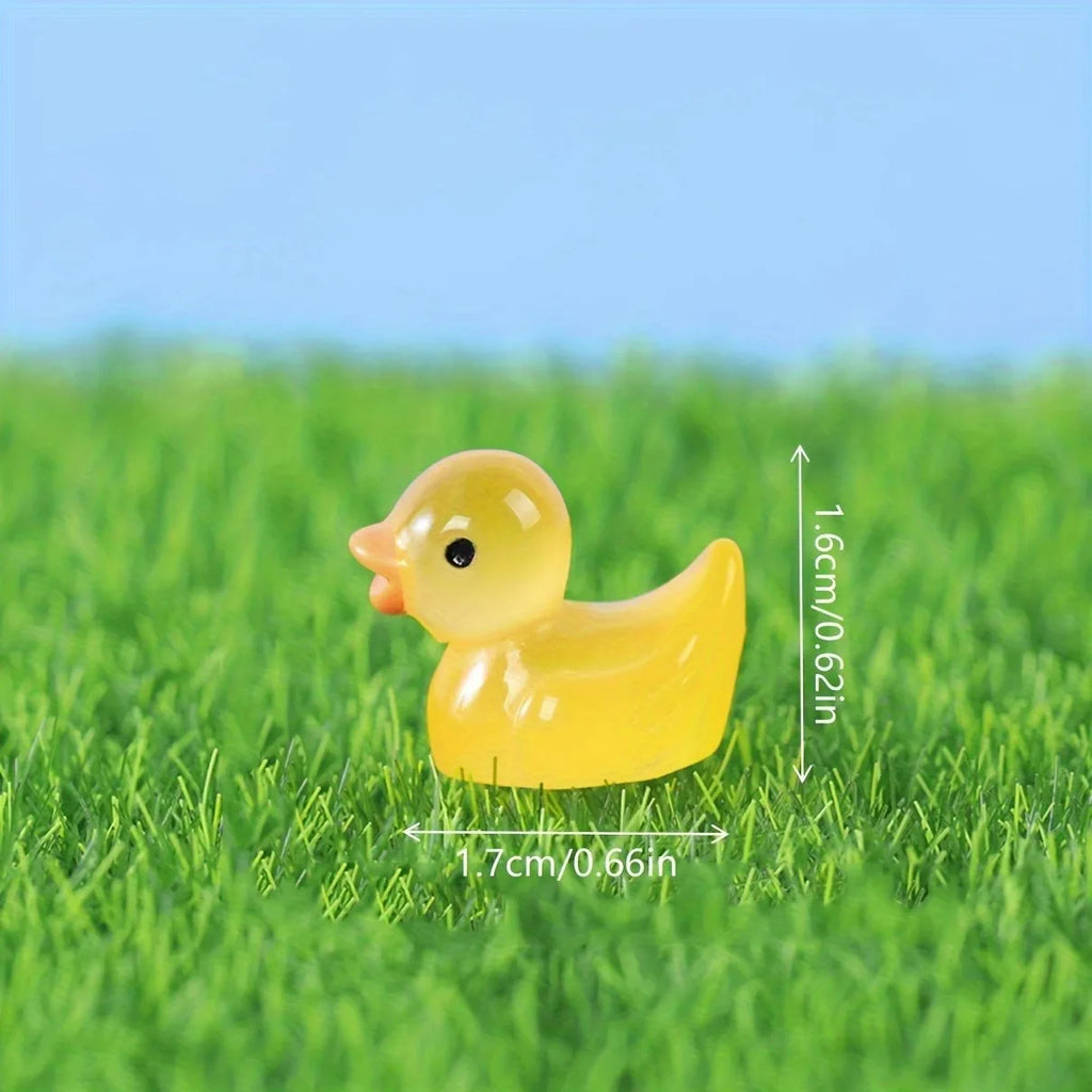 50PCS Glowing Mini Resin Little Ducks Moss Microlandscape Miniature Duck Figurines Fairy Garden Accessories Home Decor
