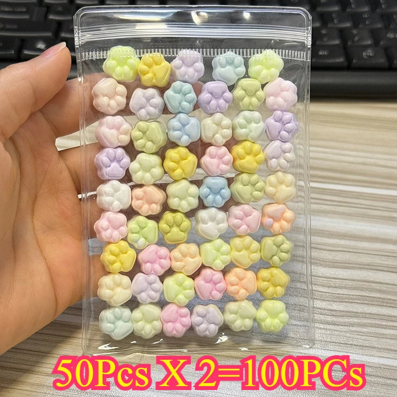 50/100pcs Mini Cat's Paw Squishy Toy Silicone Cute Soft Colorful Cat Paw Mochi Stress Relief Squishy Fidget Toy