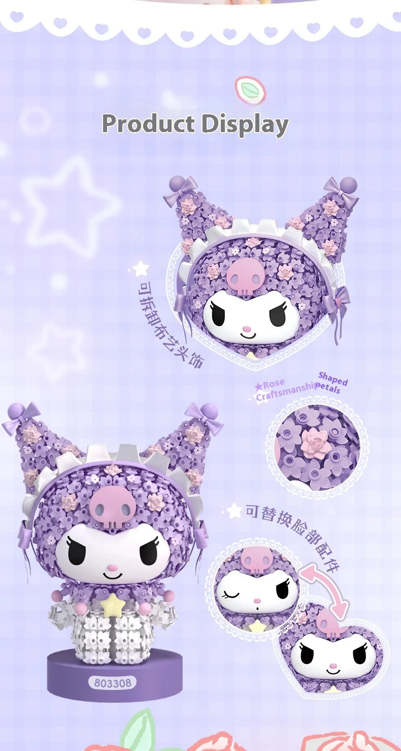 Sanrio Kuromi & Melody Floral Garden Building Blocks Set – Moonlight Club Surprise Puzzle Gift