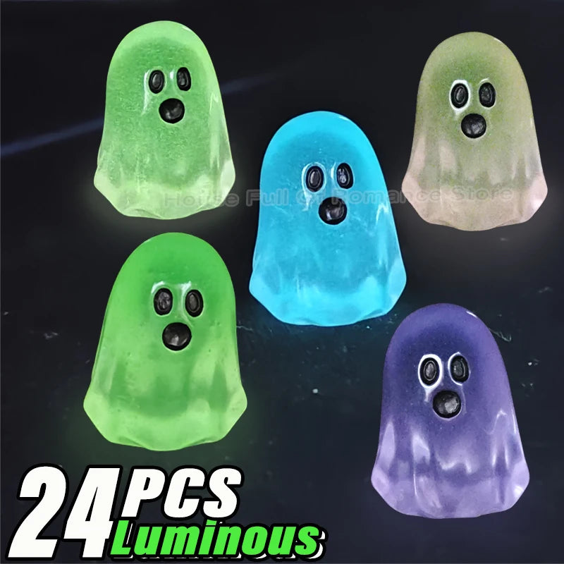 Mini Resin Ghost Tree Elves Small Figurines Glow in The Dark Halloween Luminous Kids Festival Party Decor Glowing Miniature Toy