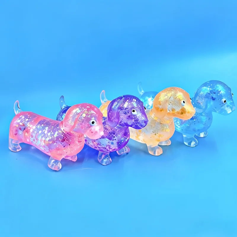 Sparkling Powder Sausage Dog Squishy - Soft Maltose Texture Slow Rising Fidget Toy, Cute Puppy Squeeze Toy