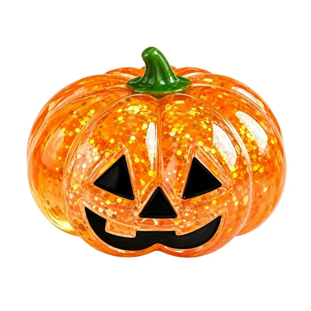 Halloween Shiny Pumpkin Man Squishy Squeeze Toy - Crystal Clear TPR Slow Rise Stress Relief - Party Gift & Desk Decor