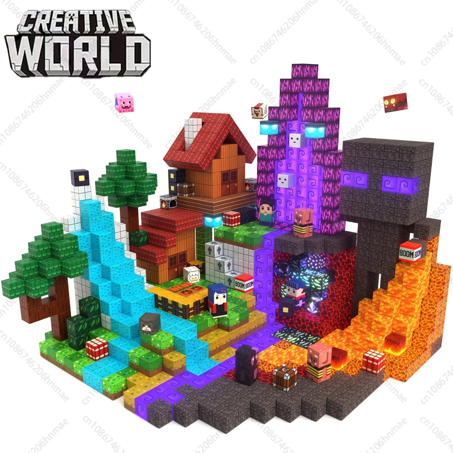 Magnetic Building Blocks Mine World Magnetic Construction Brick Cube STEM Education Sensory Toy Set Gift for Boy Girl Children