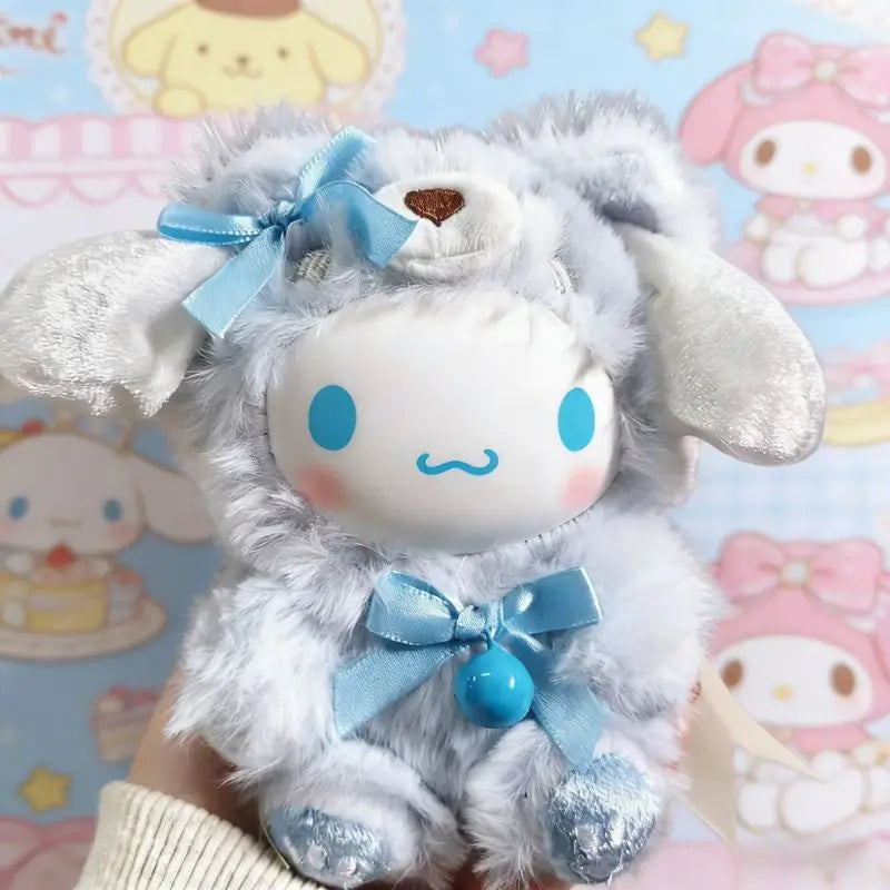 Sanrio Family Fox Island & Blue Flutter Series Vinyl Plush Blind Box Cute Cartoon Hello Kitty Kuromi Pendants Girl Bag Toy Gifts