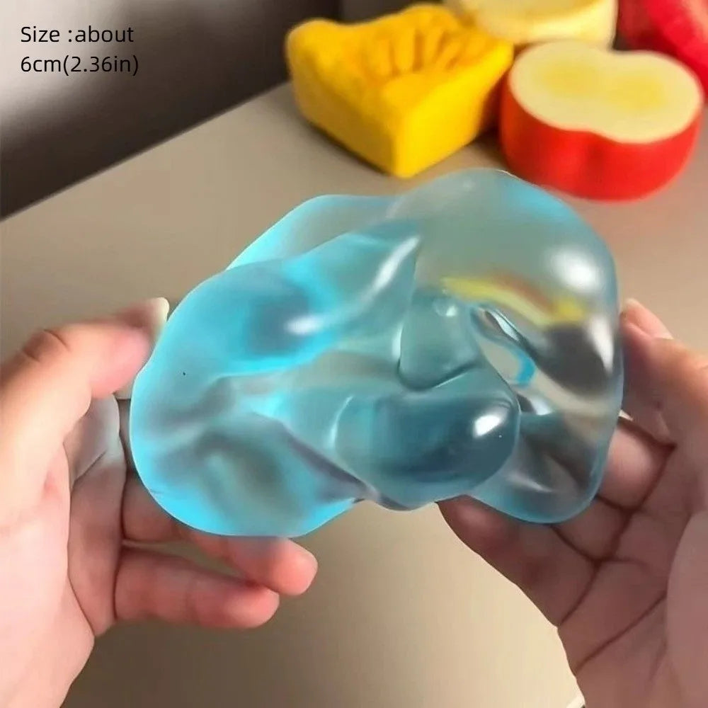 Transparent Squishy Fidget Toy – Slow-Rise Soft Sensory Squeeze Toy in Blue & Pink