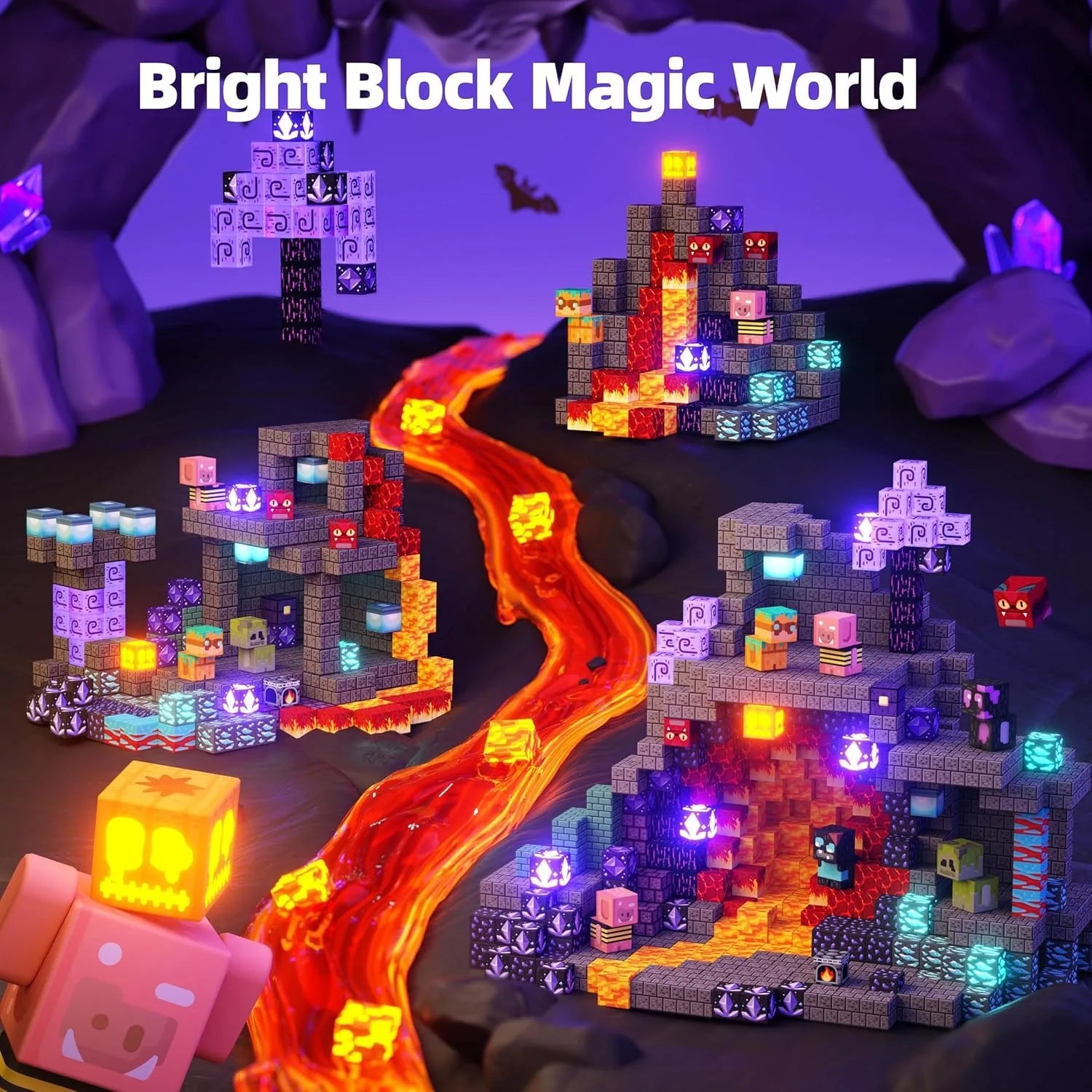 Magnetic Building Blocks Mine World Magnetic Construction Brick Cube STEM Education Sensory Toy Set Gift for Boy Girl Children