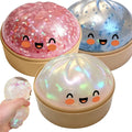 Squishy Steamed Bun Dumpling Toy - Slow Rising Glitter Soft Stretchy Fidget Desk Toy, Kawaii Home Office Decor