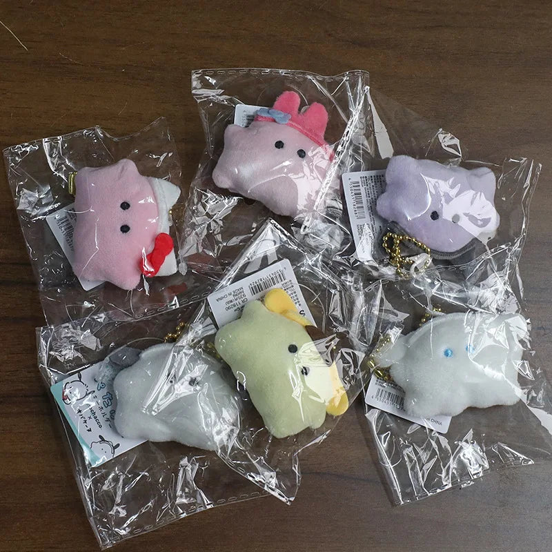 Sanrio Halloween Ghost Mini Plush Keychain - Kawaii Hello Kitty Kuromi Cinnamoroll My Melody PomPomPurin Bag Charm